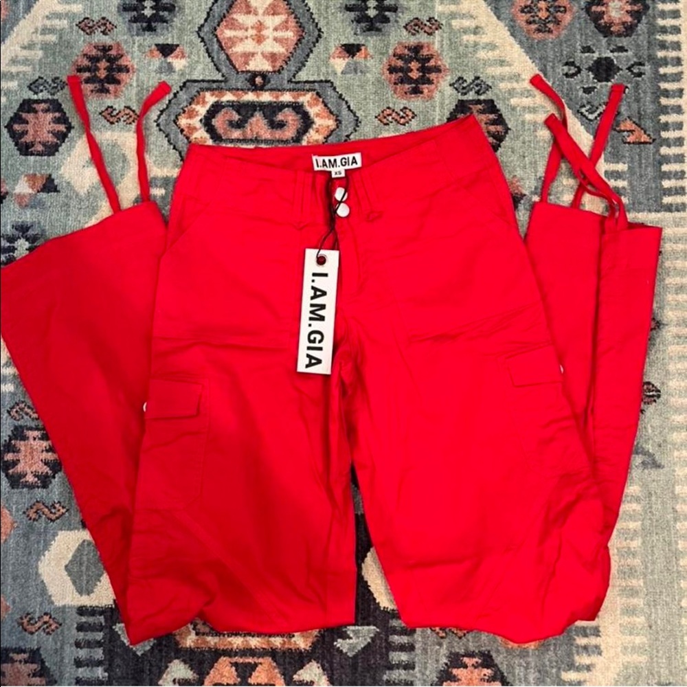 red cargo pants
